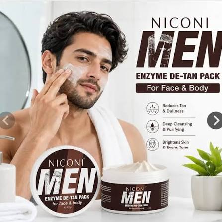 Niconi Men Enzyme De-Tan Cream 100ml | Tan Removal, Brightening & Deep Cleansing Face Cream for Men